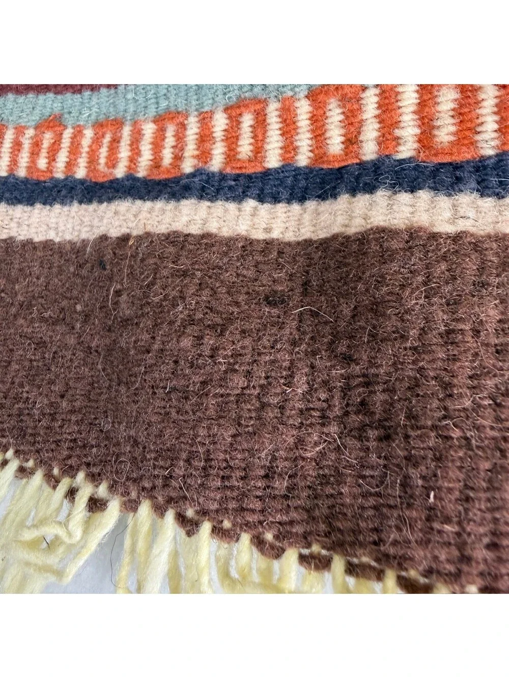 Southwestern Style Woven Wall Hanging Rug Tapestry Geometric Earth Tones Fringed